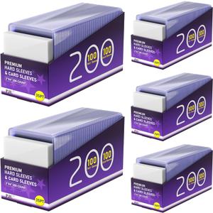 1000 Card Sleeves Hard Plastic, Premium Baseball Card Sleeves, 3" x 4" Trading Cards Holder, Sports Football Game Cards Protectors Top Cases (500 Hard Sleeve + 500 Soft Sleeve)