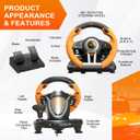 PXN PC Racing Wheel, V3 PRO 180 Degree Universal Usb Car Sim Race Steering Wheel with Pedals for PC, PS3, PS4, Xbox One, Xbox Series X/S, Switch (Orange)