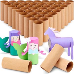 Bright Creations 48 Pack Empty Paper Towel Rolls for Crafts, Brown Cardboard Toilet Paper Tubes, DIY Craft Cardboard Rolls for Classroom, Halloween Decorations and Dioramas (1.6 x 4 In)
