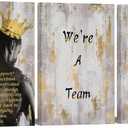 3 Pieces African American Canvas Wall Art We Are A Team Canvas Print, 16x24inchx3pcs