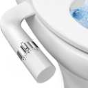 Bidet Attachment for Toilet, Ultra-Slim, Non Electric Dual Nozzle, Fresh Cold Water Spray Sprayer, Bidets Existing Toilets Seat, Baday Beday Badette Bedette, Feminine Rear Wash, Silver White
