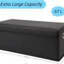 Trunk Organizer for Car With Lid,Foldable Trunk Organizer for SUVs & Sedans,Multi-Functional Leather Storage Box- Black - Large