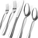Silverware Set for 8, Stainless Steel Cutlery Set with Wide Handles, Mirror Polished Utensils Spoons and Forks Set, Dishwasher Safe (Silver, 40 Pieces for 8)