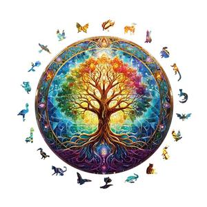 Wooden Puzzles for Adults, 200 Pieces Tree of Life Puzzle Uniquely Irregular Animal Shaped Wooden Jigsaw Puzzles, Creative Gift for Teenagers and Adults