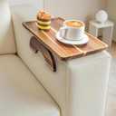 Acacia Wood Sofa Arm Tray, Folding Clip-On Couch Arm Tray, Sofa Armrest Trays for Drinks, Snacks, Phone, Remote Control