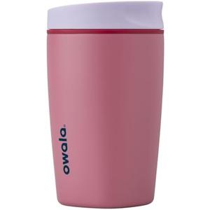 Owala SmoothSip Slider Insulated Stainless Steel Coffee Tumbler, Reusable Iced Coffee Cup, Hot Coffee Travel Mug, BPA Free 12 oz, Purple/Pink (Crochet Queen)
