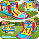 WELLFUNTIME Inflatable Water Slide, PVC Bounce House Water Park for Kids 3-8, with Splash Pool, Basketball Hoop, Ring Toss & Target Game, Indoor Backyard Outdoor Bouncy Playhouse, 133 x 70 x 65 inches