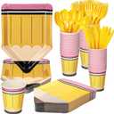 168 Pcs Back to School Decoration, Pencil Paper Plates Napkins and Cups First Day of School Party Supplies Disposable Dinnerware Set for 24 Students Teacher Back Classroom Decoration
