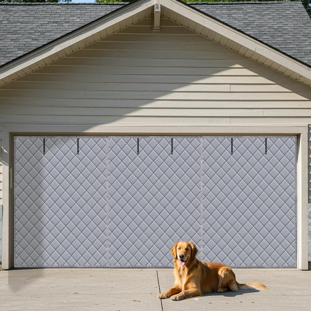 Garage Door Insulation Kit, 16 x 7 ft Thermal Garage Door Cover Magnetic Thermal Insulated Curtain for 2 Cars, Oxford Cloth Thicken Cotton Heat Preservation Noise Reduce