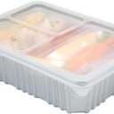 Restaurantware-Futura 33.8 Ounce Meal Prep Boxes With Lids, 100 Microwavable To Go Boxes - Inserts Sold Separately, Disposable, Silver Plastic Food Boxes With Lids, Rectangle