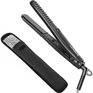 LOVANI Mini Flat Iron Travel Size Nano Titanium Dual Voltage Portable Hair for Worldwide Use 0.5 Inch Straightener with Professional Heat Resistant Travelling Bag