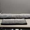 BSICPRO Bathroom Rugs and Mats Sets, 2 Piece Thick Absorbent Chenille Bath Mat Rug Set Non Slip, Soft Shaggy Bath Room Floor Mats for Bathroom, Machine Washable (20" x 47" Plus 16" x 24", Black)