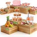 8-Pack Pine Wood Buffet Risers, Multi-Size Nesting Cube Food Display Stands for Buffet Table & Catering, Hollow Bottoms Food Risers for Multi-Level Buffet Presentation