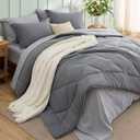Bedsure Queen Bed in a Bag Reversible Bed Set 7 Pieces Grey/Light Grey