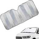 Car Windshield Sun Visor Protector, Aluminum Foil Heat Insulation Windshield Sun Shade, 55.12" x 27.56" Suction Cup Fixed Front Window Block Sun Cover, Universal for Car SUV Truck (Large)