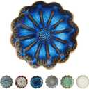 Ceramic Spoon Rest for Stove Top, Flower Cute Spoon Rest for Kitchen Counter, Cooking Spoon Holder for Kitchen Counter, Utensil Rest Spatula Rest Ladle Holder Tong Rest, 1 PC (Retro Sapphire)