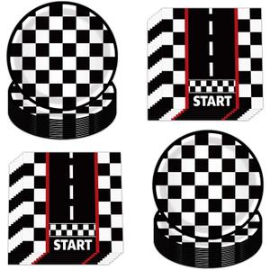 80 Pcs Racing Party Plates and Napkins for 40 Guests - Disposable 7" Racing Plates & Napkins Set, Race Car Themed Tableware for Birthday, Baby Shower,Boys’ Racing Parties,Motorsport Celebrations