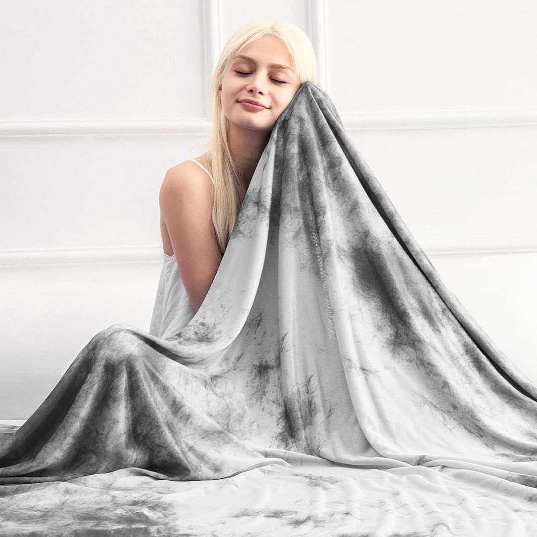 Marchpower Cooling Blanket for Hot Sleepers Twin Size, Double Sided Arc-Chill Cooling Fabric Q-Max>0.5, Cooling Blanekt for Hot Flashes and Night Sweats, Cool Blanekt Cold Blanket for Summer (Light Grey)