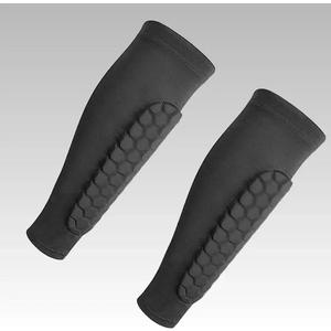 2 Pieces, Ski Shin Guards, Compression Sleeves - with Honeycomb Pads to Distribute Boot Pressure, Protective Shin Pads for Skiers & Snowboarders (Large)