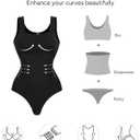 Nebility Womens' Waist Trainer Seamless Round Neck Tummy Control Shapewear Bodysuit (Black, XXXL)