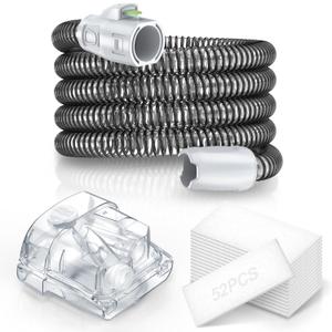 Improved Version Climate Line Air Hose & Water Chamber Compatible with Airsense 11 and Aircurve 11 Only, Comes with 52 PCS CPAP Filters - IDEAR Reusable CPAP Supplies Replacement Great-Value Bundle