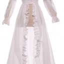 Vibsion Regency Over Dress Womens Jane Austen Costume Overdress (Large, White)