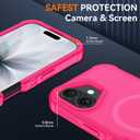 SunStory Magnetic for iPhone 17 Case, Compatible with MagSafe, 3-Layer Heavy Duty Full-Body Cover, Military-Grade Drop Protection, 3 in 1 Hybrid Protective Case for iPhone 17 6.3",Hot Pink