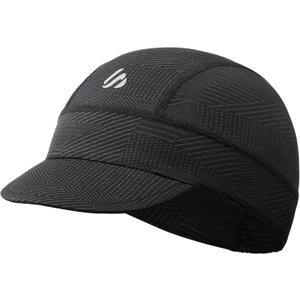 SAITAG Cycling Cap, Bike Skull Cap Helmet Liner with Sun Visor, Sun Protection Running Hat for Men Women Under Helmet Black