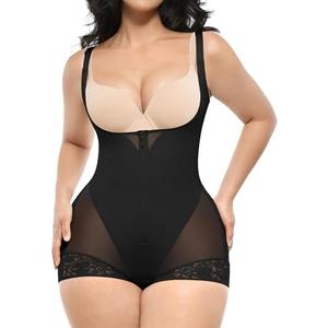 SHAPELLX Shapewear for Women Fajas Colombianas Tummy Control Body Shaper Open Bust Bodysuit with Hook Zipper Closure 3XL