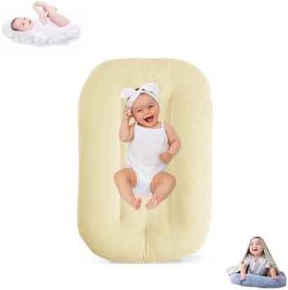 Baby Lounger for Infants Babies 0-12 Months, Bionic Organic Lounger, Soft Cotton Breathable Infant Floor Seats & Loungers for Newborn Baby Shower Gifts (Yellow)