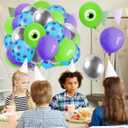 FYSUIMU 60Pcs 12 In Cartoon Monster Theme Balloons Green Purple Blue Silver Latex Balloons for Birthday Baby Shower Party Decor