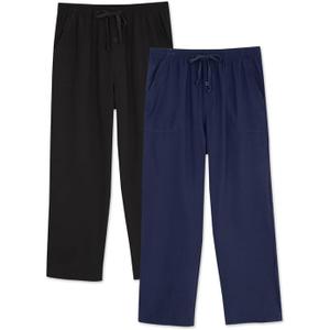 DAVID ARCHY Mens Pajama Pants, Soft Lightweight Sleep Pants, Comfy Lounge Pajama Bottoms with Pockets and Button Fly, 2 Pack S