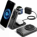 Qi2.2 Certified 3-in-1 Foldable Wireless Charging Station for Apple Devices with 65W Adapter, 25W Fast Charging Dock, Portable Magnetic Charger for iPhone 17-13, Apple Watch Series & AirPods