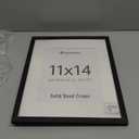 upsimples 11x14 Picture Frame, Natural Solid Wooden Picture Frames, Display 8x10 with Mat or 11 x 14 Without, Vertical or Horizontal Wall Hanging, 1 Pack, Black