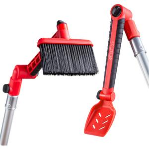 Multi-Angle Gutter Cleaning Tools From The Ground - Gutter Cleaner Tool Attachment With Gutter Scoop & Roof Brush For Easy Rain Gutter Cleaning And Leaf Removal From Gutter Guard (Pole Not Included)