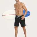 unitop Men's Swim Trunks with Compression Liner Quick Dry Bathing Suit Summer Beach Shorts with Pockets (Black)