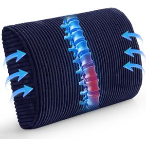 HIGOGOGO Lumbar Support Pillow for Recliner Chair/Accent Chair/Couch, Large Memory Foam Back Support Cushion for Elderly, Recliner Cushions for Back Rest, Pain Relief, Reading, Washable Cover, Navy