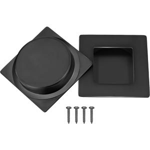 2-3/4 Inch Recessed Finger Flush Pulls for Pocket and Sliding Closet Doors, Matte Black Stainless Steel Handle, Square Barn Hardware (2 Pack)