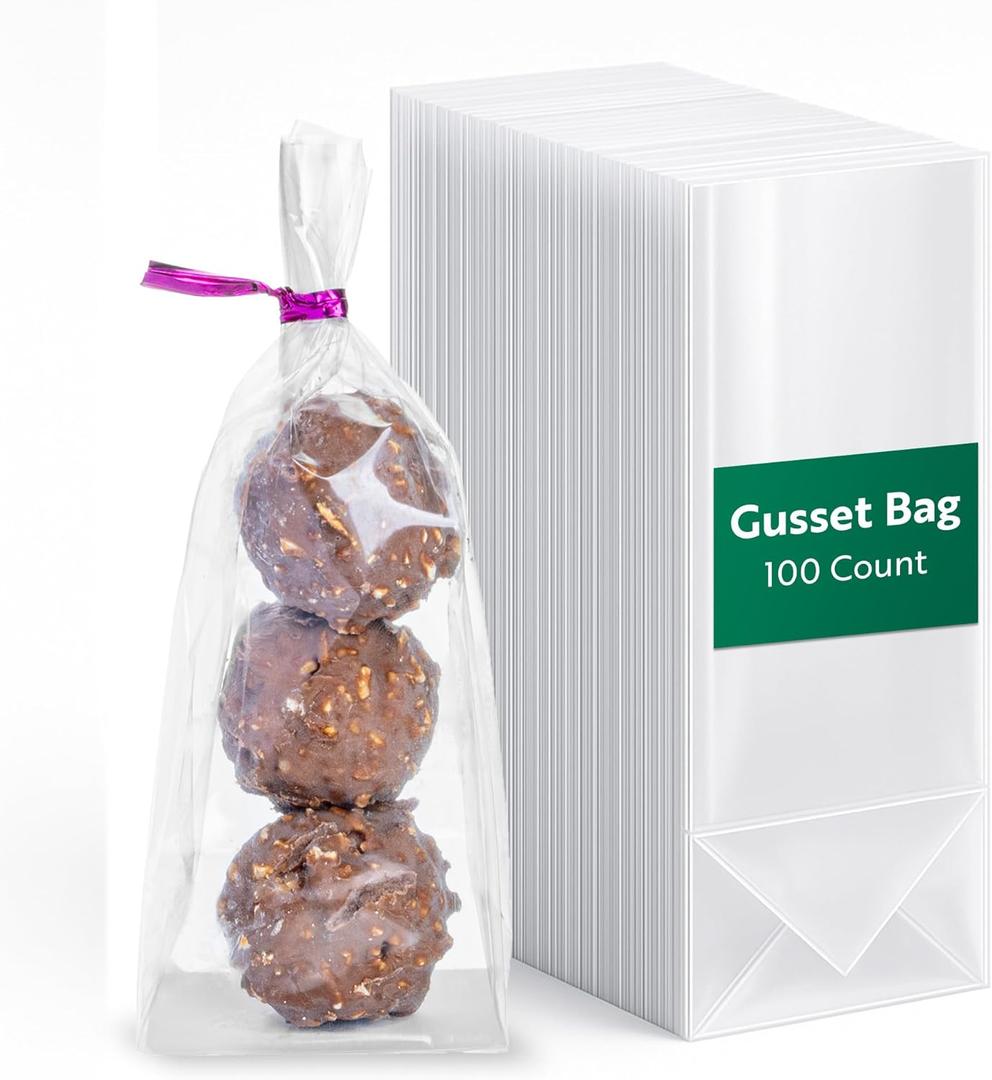 Restaurantware Bag Tek 2 x 1.5 x 5 Inch Retail Bags 100 Durable Candy Bags - Gusset Sleeved Disposable Clear BOPP Gusset Bags Flat-Bottomed For Restaurants Cafes And Delis