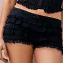Verdusa Women's Y2K lace Bloomers Shorts Black Size L
