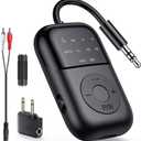 Bluetooth Transmitter Receiver, 2-in-1 Bluetooth 5.4 Adapter for TV, Airplane, Gym Equipment, Cars, PC, Supports to 2 Wireless Headphones, Cell Phones, Wireless Receiver for Car, Home Stereo- Black