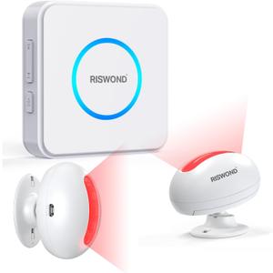 Motion Sensor Door Chime, Wireless Motion Detector Alarm Indoor, Business Entry Alert Bell with Buzzer, Doorbell for Home/Garage Door/Store, USB/Battery Powered,1 Receiver +2 Sensors