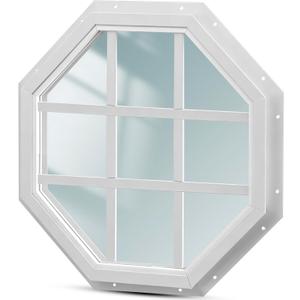 18" Octagon Shed Window, Fixed J-Lap Window for Shed, White