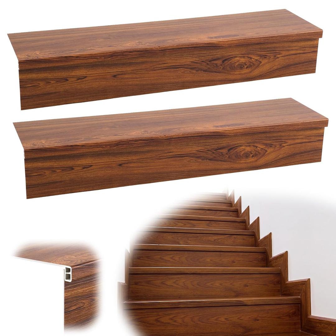 2 Set 4 Pcs Vinyl Stair Tread & Riser Kit, Waterproof Scratch Resistant