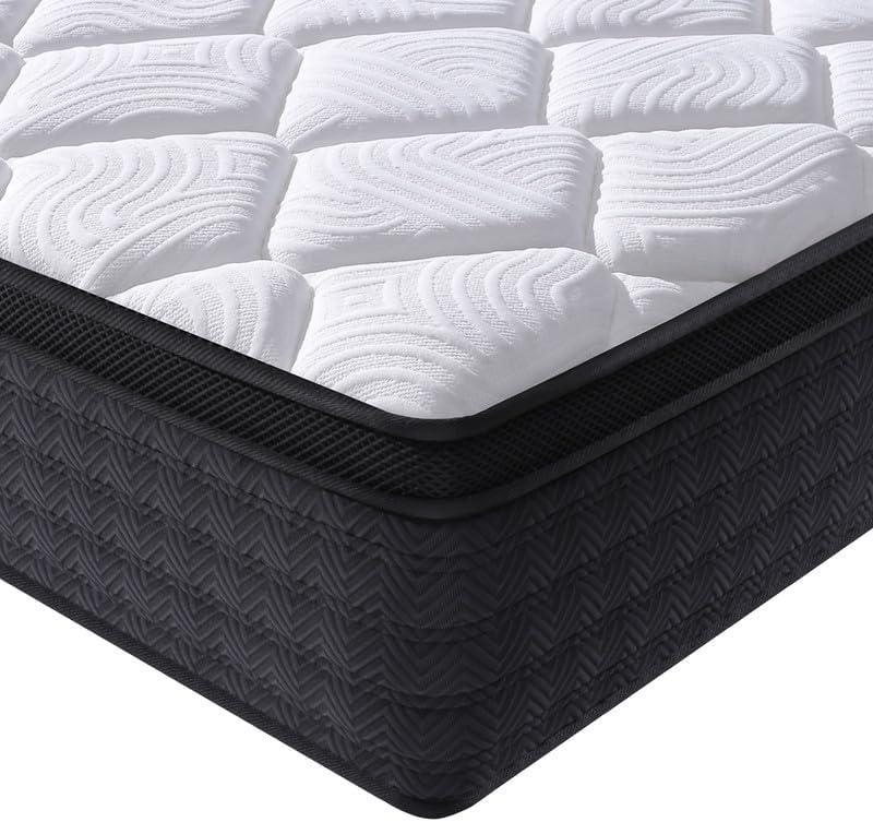 Full Size Mattress, 10 Inch Hybrid Memory Foam Full Mattress in a Box, Medium, Pressure Relief, CertiPUR-US (White)