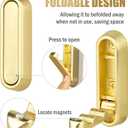 4PCS Metal Foldable Wall Hooks,Folding Wall Foldable Coat Hooks for Hanging Towels Clothes Hat Bags Keys(Gold)