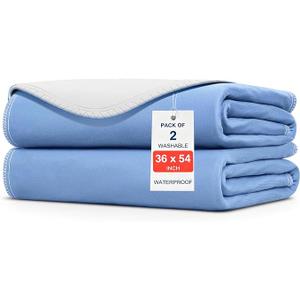 2 Pack 36" x 54" Super Large Waterproof Incontinence Bed Pads - Quick Drying Washable and Reusable Underpads for Kid, Adult, Elderly, Dog and Pet, Pee Mattress Protective Pad for Bed Couch Sofa Floor