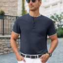 Runcati Mens Henley Shirts Short Sleeve Casual Polo Shirts Summer Business Workout Golf T- Shirts (L)