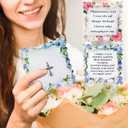 8 Pack Mini Prayer Quilts with Cross Inside Bulk Floral Scripture Squares Pocket Prayer Quilt Christian Gift for Women Bible Verse Religious Faith Appreciation Gifts Prayer Cloth with Poem Scripture