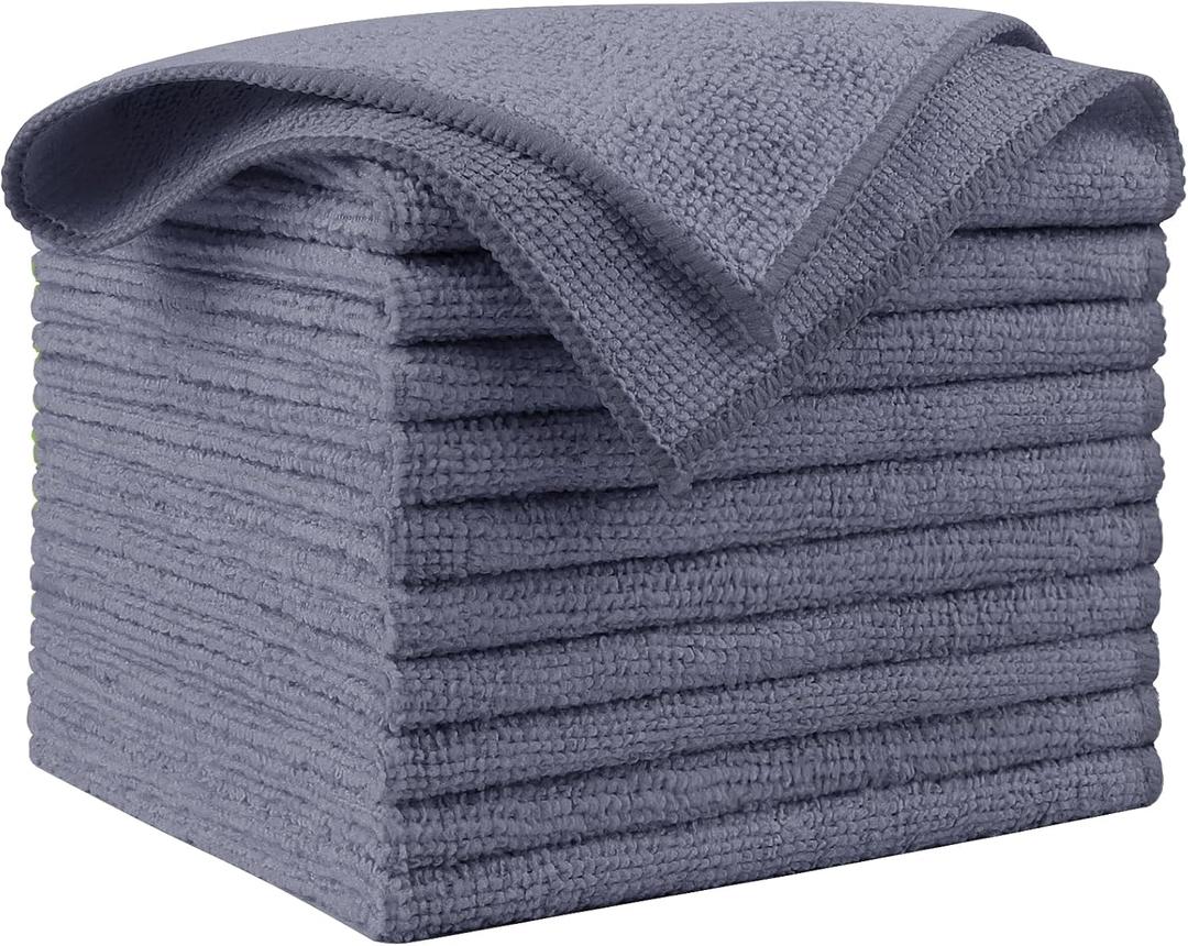 AIDEA Microfiber Cleaning Cloth Grey 10PK, Micro Fiber Cloth for Cleaning Cars, Premium All Purpose Car Towels, Dusting Cloth Cleaning Rags SUVs, House, Kitchen, Window, Workshops, 12"12"